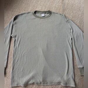 TNA Women’s Green Striped Long Sleeve Tee